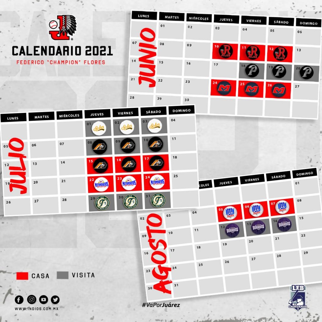 rol-calendario-juegos-campeonato-beisbol-chihuahua-2021-indios-juarez-actualizado