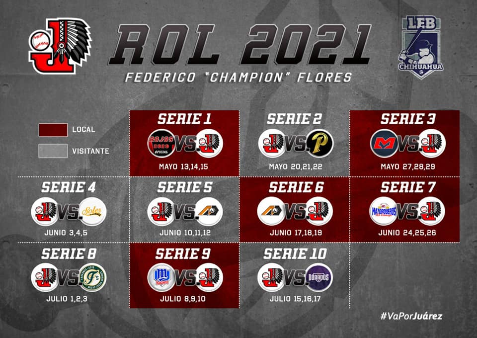 rol-calendario-juegos-campeonato-beisbol-chihuahua-2021-indios-juarez