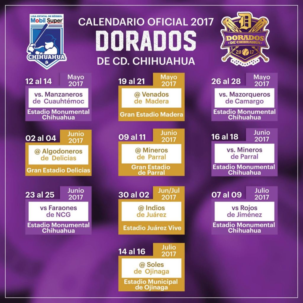 dorados calendario beisbol chihuahua 2017