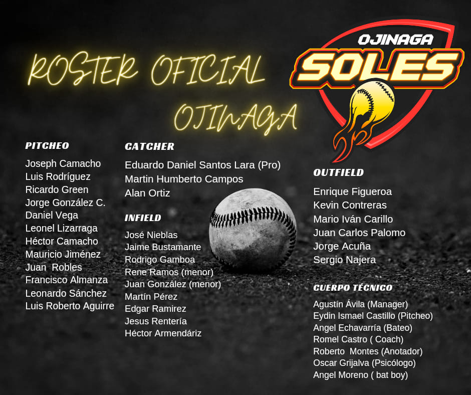 soles-ojinaga-roster-beisbol-chihuahua-temporada-2022 - Beisbol de Chihuahua